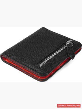 Ultra Slim RFID Blocking Genuine Leather Bifold Wallet with Zipper Coin Pocket